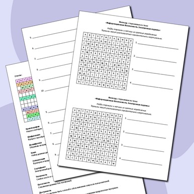 Филворд с терминами по теме «Информационная безопасность. Электронная подпись»