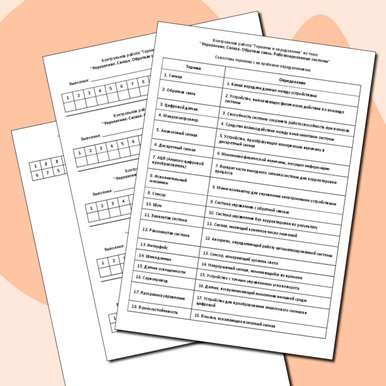 Контрольная работа «Термины и определения» по теме «Управление. Сигнал. Обратная связь. Роботизированные системы»