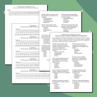 Сюжетный тест по теме «Растровые рисунки. Создание и редактирование изображений»